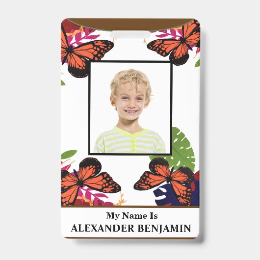 ID識別カード小学生写真カスタム情報 バッジ (正面)