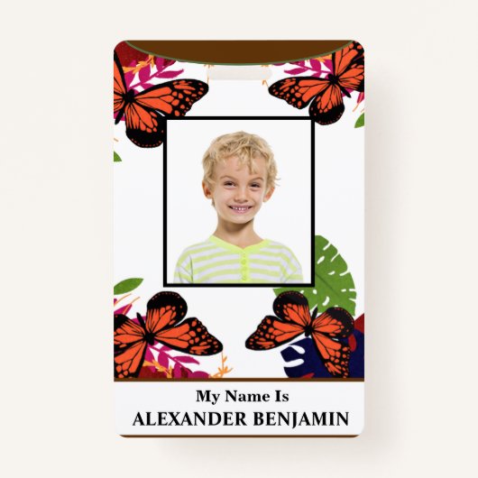 ID識別カード小学生写真カスタム情報 バッジ (正面)