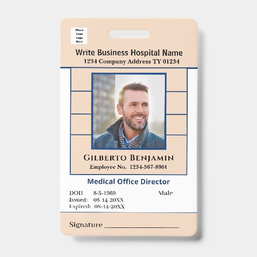 ID識別バーコード従業員カスタム医療 バッジ (表面)