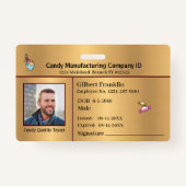 ID識別従業員の写真金ゴールドカスタム バッジ (正面)