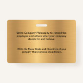 ID識別従業員の写真金ゴールドカスタム バッジ (裏面)