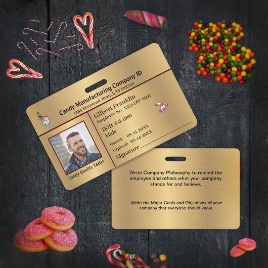 ID識別従業員の写真金ゴールドカスタム バッジ