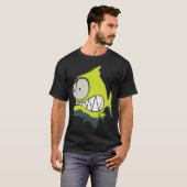 id53-7 イエローパイラニア、魚、かわいい魚、面白い魚 tシャツ (正面フル)