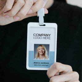 ID 社員証 ロゴ 写真 くすんだ 青 バッジ