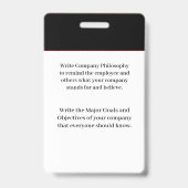 ID 認証カード 従業員写真 カスタム バッジ (裏面)