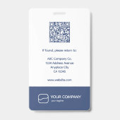 ID Badge 3x5 写真 | カスタム社員QRコードバッジ バッジ (裏面)