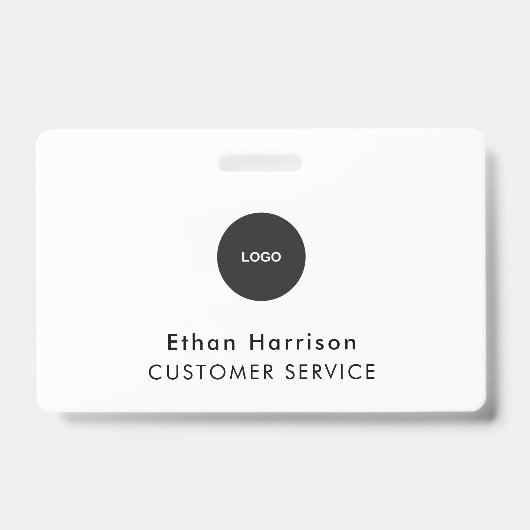 ID Badge Card | Business Employee Staff Logo White バッジ (正面)