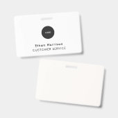 ID Badge Card | Business Employee Staff Logo White バッジ (正面＆裏面)