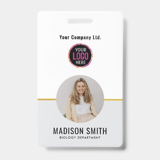 ID Card Badge | Minimal Business Employee Photo バッジ (表面)