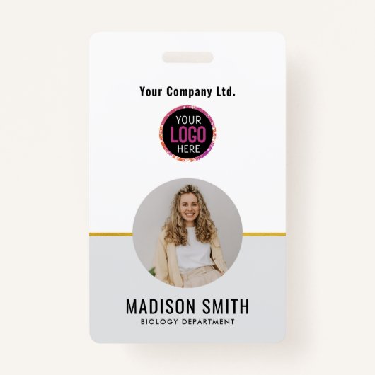 ID Card Badge | Minimal Business Employee Photo バッジ (正面)