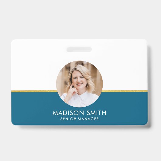 ID Card Badge Modern Business Staff Photo バッジ (正面)