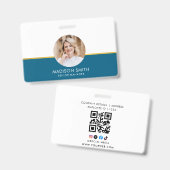 ID Card Badge Modern Business Staff Photo バッジ (正面&裏面)