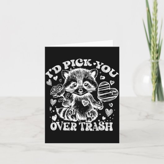 I'd Ck You Over Trash Funny Raccoon Retro Valentin カード (正面)