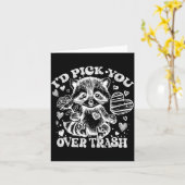 I'd Ck You Over Trash Funny Raccoon Retro Valentin カード (黄色い花)