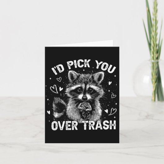 I'd Ck You Over Trash Funny Raccoon Retro Valentin カード (正面)