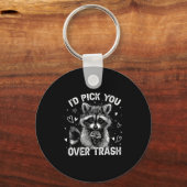 I'd Ck You Over Trash Funny Raccoon Retro Valentin キーホルダー (正面)