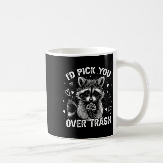 I'd Ck You Over Trash Funny Raccoon Retro Valentin コーヒーマグカップ (右)