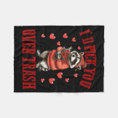 I'd Ck You Over Trash Funny Raccoon Retro Valentin フリースブランケット (正面(横))