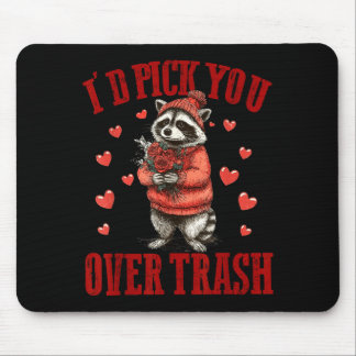 I'd Ck You Over Trash Funny Raccoon Retro Valentin マウスパッド
