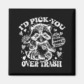 I'd Ck You Over Trash Funny Raccoon Retro Valentin マグネット (正面)