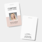 ID CORPORATE LOGO EMPLOYEE PHOTO BLUSH PINK バッジ (正面＆裏面)