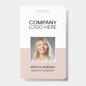ID CORPORATE LOGO EMPLOYEE PHOTO BLUSH PINK バッジ (正面)