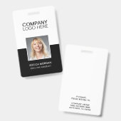 ID CORPORATE LOGO EMPLOYEE PHOTO MINIMAL BLACK バッジ (正面&裏面)