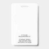 ID CORPORATE LOGO EMPLOYEE PHOTO MINIMAL BLACK バッジ (裏面)