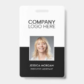 ID CORPORATE LOGO EMPLOYEE PHOTO MINIMAL BLACK バッジ (正面)