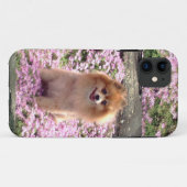 ID/CreditカードiPhone 5つのポメラニア犬のピンクの花 Case-Mate iPhoneケース (裏面(横))