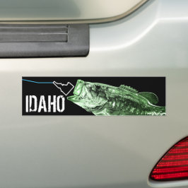 ID LARGEMOUTH BASS - HERE FISHY FISHY STKG IDAHO バンパーステッカー