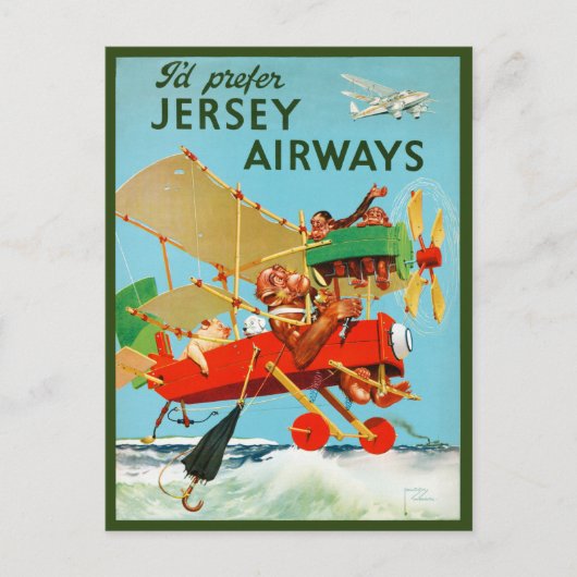 I'd Prefer Jersey Airways Vintage Poster 1937 ポストカード (正面)