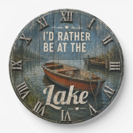 I'd Rather Be at the Lake House Rustic Vintage ペーパープレート