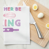 I'd Rather be Baking Pink Purple キッチンタオル (四つ折り)