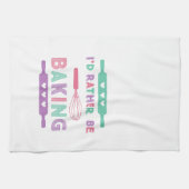 I'd Rather be Baking Pink Purple キッチンタオル (横)