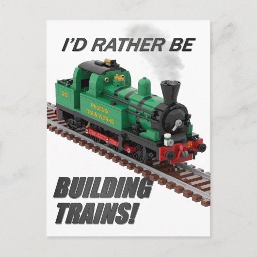 "I'd rather be building trains" Postcard ポストカード (正面)