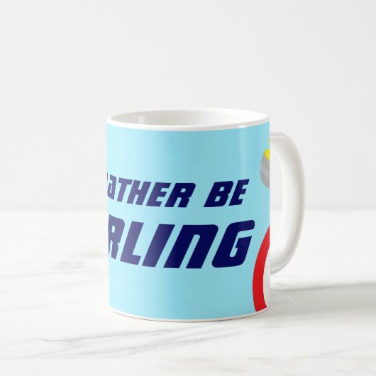 Id Rather Be Curling Fun Ice Sport コーヒーマグカップ (正面右)
