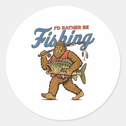 I'd Rather Be Fishing Bigfoot ラウンドシール (正面)