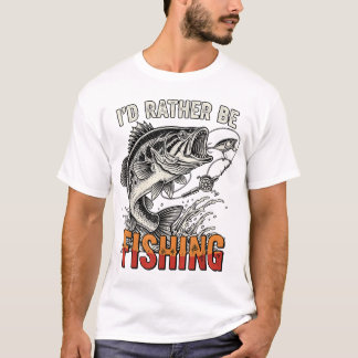 I'D Rather Be Fishing Graphic Bass Dad  Tシャツ