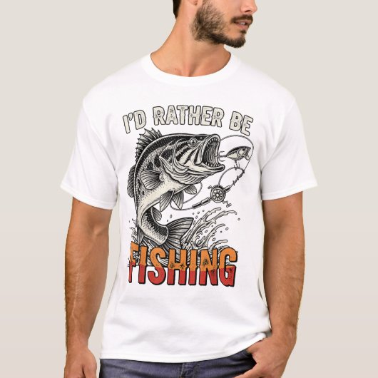 I'D Rather Be Fishing Graphic Bass Dad Tシャツ (正面)