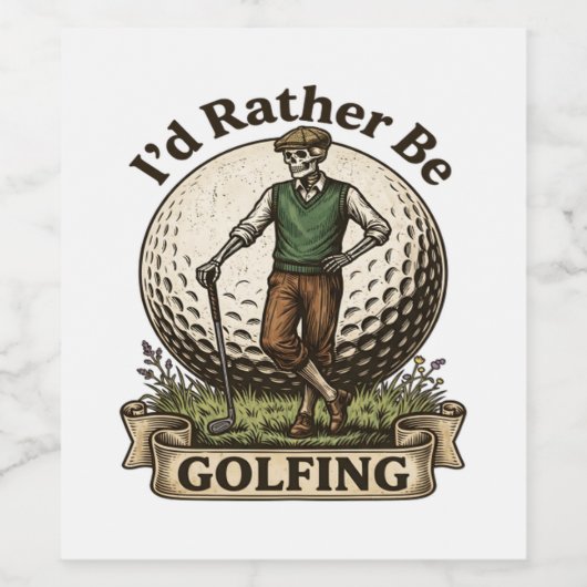Id Rather Be Golfing  ワインラベル (シングルラベル)