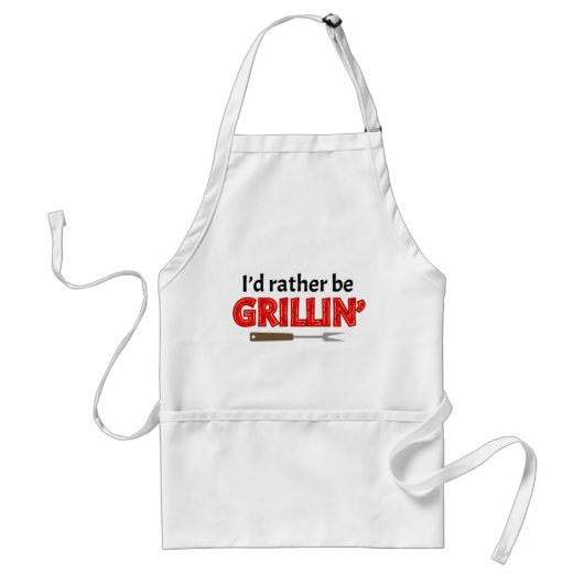 I'd Rather Be Grillin' BBQ Grilling Grill Master スタンダードエプロン (正面)