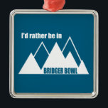 I'd Rather Be In Bridger Bowl Mountain メタルオーナメント<br><div class="desc">A short 20 minute drive from Bozeman,  Bridger Bowl is an amazing skiing and snowboarding destination. This great vintage design has a retro look.</div>