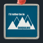 I'd Rather Be In Snoqualmie Washington Mountain メタルオーナメント<br><div class="desc">Nestled in the foothills of the Cascade Mountains, Snoqualmie Washington serves as a premier gateway to high-octane adventures, ranging from technical downhill mountain biking at the Summit Bike Park to world-class rock climbing at the nearby Exit 32 and 38 crags. When winter arrives, the area transforms into a hub for...</div>