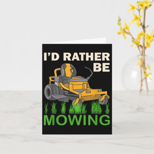 Id Rather Be Mowing Funny Mower  カード (黄色い花)