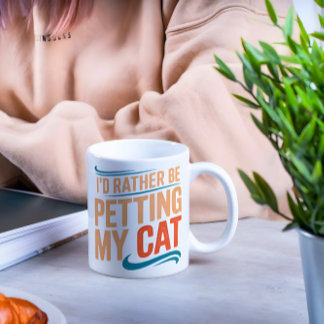 I'd Rather Be Petting My Cat Vintage Mug ツートーンマグカップ