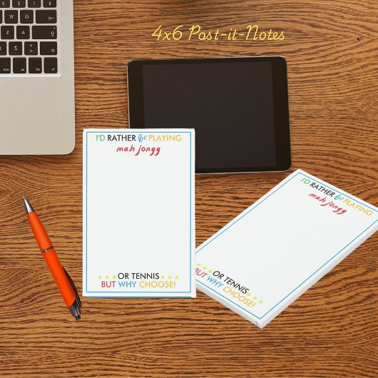I'd rather be playing Mahjongg or tennis ポストイット