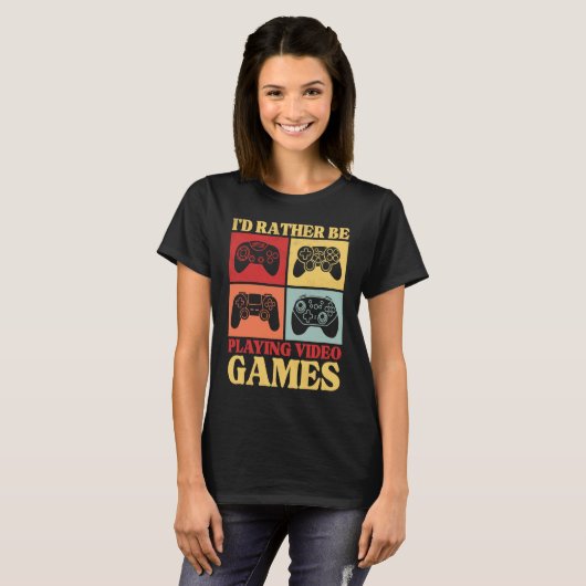 I'd Rather Be Playing Video Games  Retro Gaming Ki Tシャツ (正面フル)
