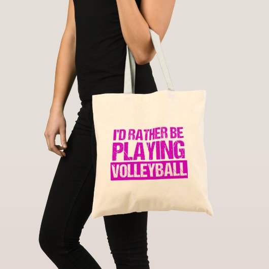 I'd Rather be Playing Volleyball トートバッグ (正面(商品))