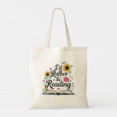 I'd Rather Be Reading – Floral Book Lover Tote Bag トートバッグ (裏面)